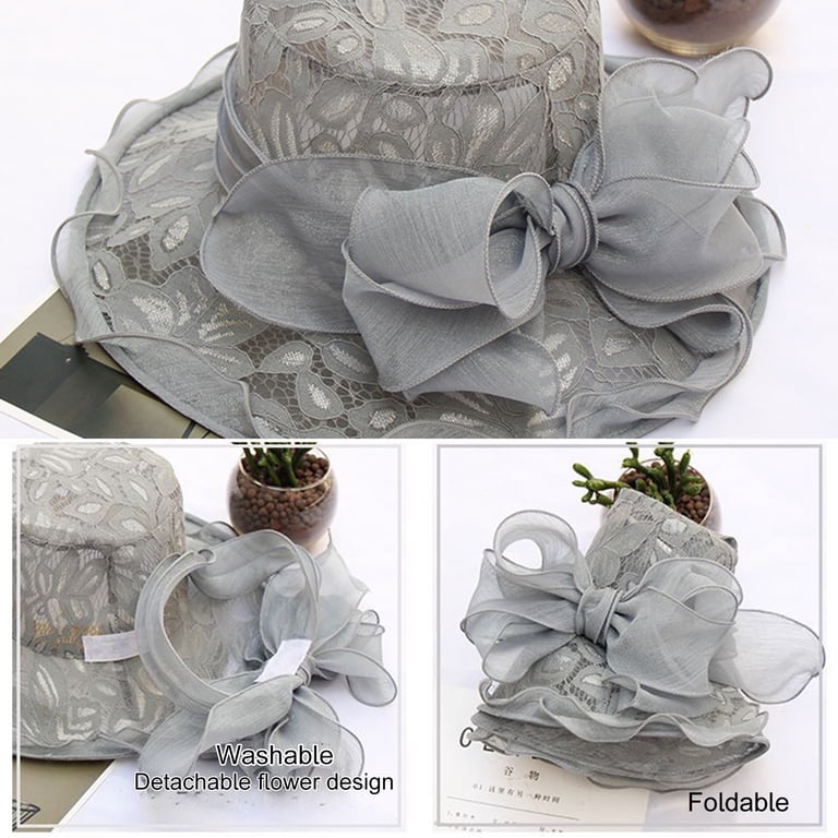 Walbest Lady Derby Cap Church Lace Bow Flat Top Sun Hat  display picture 1