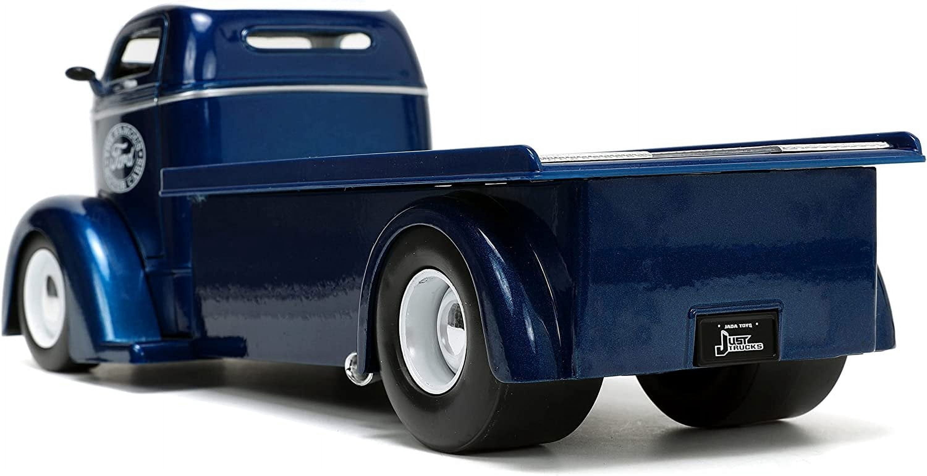 1947 Ford COE Flatbed Truck Dark Blue Metallic with White Top "The Famous Motor Cars" with Extra Wheels "Just Trucks" Series 1/24 by Jada
