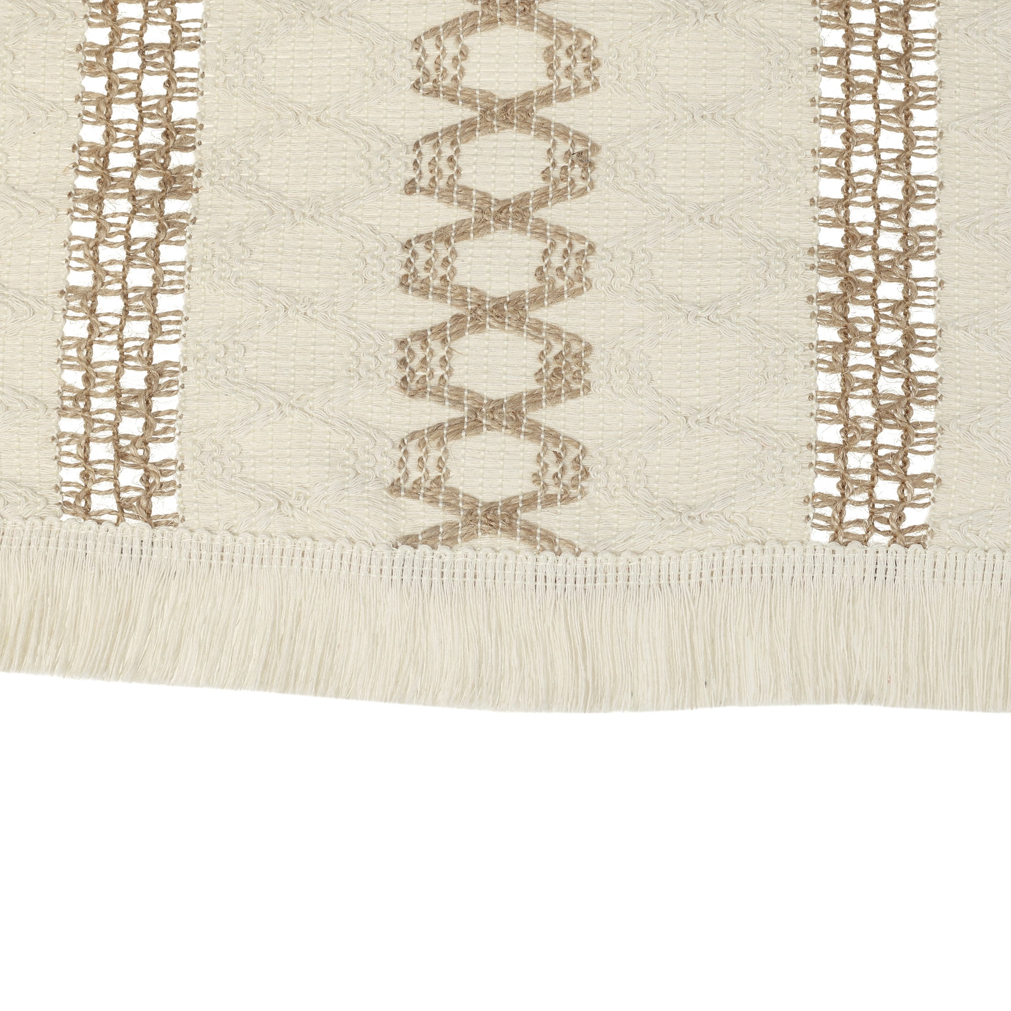 Unique Bargains 1 Pack Tassel Table Runner Cotton Linen Simple Table Flags Beige Brown 12"x71"