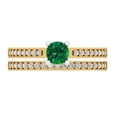 thumbnail image 2 of Clara Pucci 14K Yellow/White Gold 0.86 Simulated Emerald Engraveable Engagement Ring + Wedding Band Set, 2 of 7
