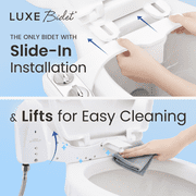 LUXE Bidet NEO 120 Plus – Bidet Attachment, EZ-Lift Hinges and 360° Self-Cleaning Mode (White)