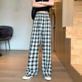 thumbnail image 4 of Felirenzacia Women's High Waisted Baggy Pants Plaid & Striped Print, Button Detail, Elastic Waist, Lightweight & Stylish for Everyday Wear, 4 of 6