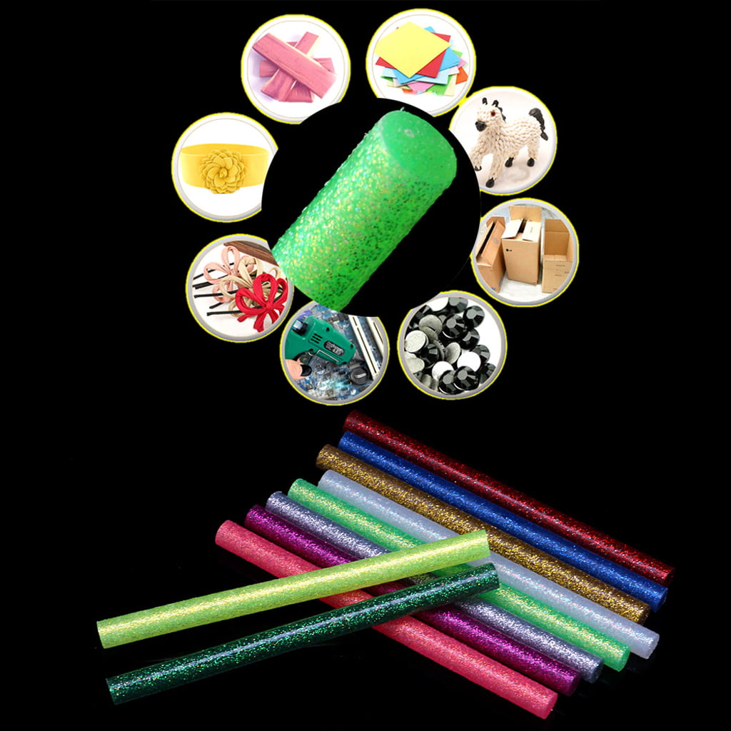 10*Glitter Melt Glue Sticks For Electric Heating Tool DIY Art Craft 100x7mm TK 