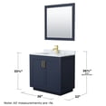 thumbnail image 5 of Wyndham Collection Miranda 36" Wood&Carrara Single Bathroom Vanity in Blue/Gold, 5 of 6