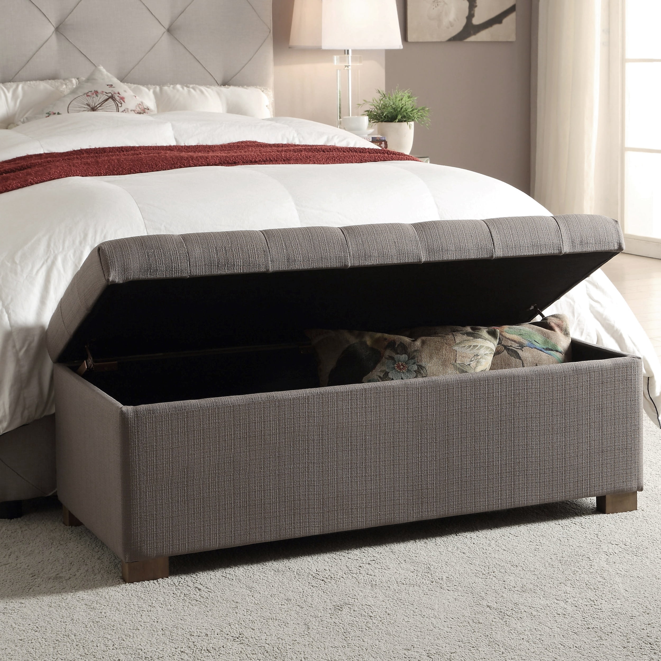 HomePop Large Tufted Storage Bench, Multiple Colors