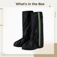 thumbnail image 5 of Pair of Oxford Cloth Tall Waterproof Shoe Covers, 17.7 in / 45 cm High, Black Rain Shoe Covers for Outdoor Use, Anti-Slip, Wear-Resistant, Reusable, Sand-Proof, Size L, 5 of 5