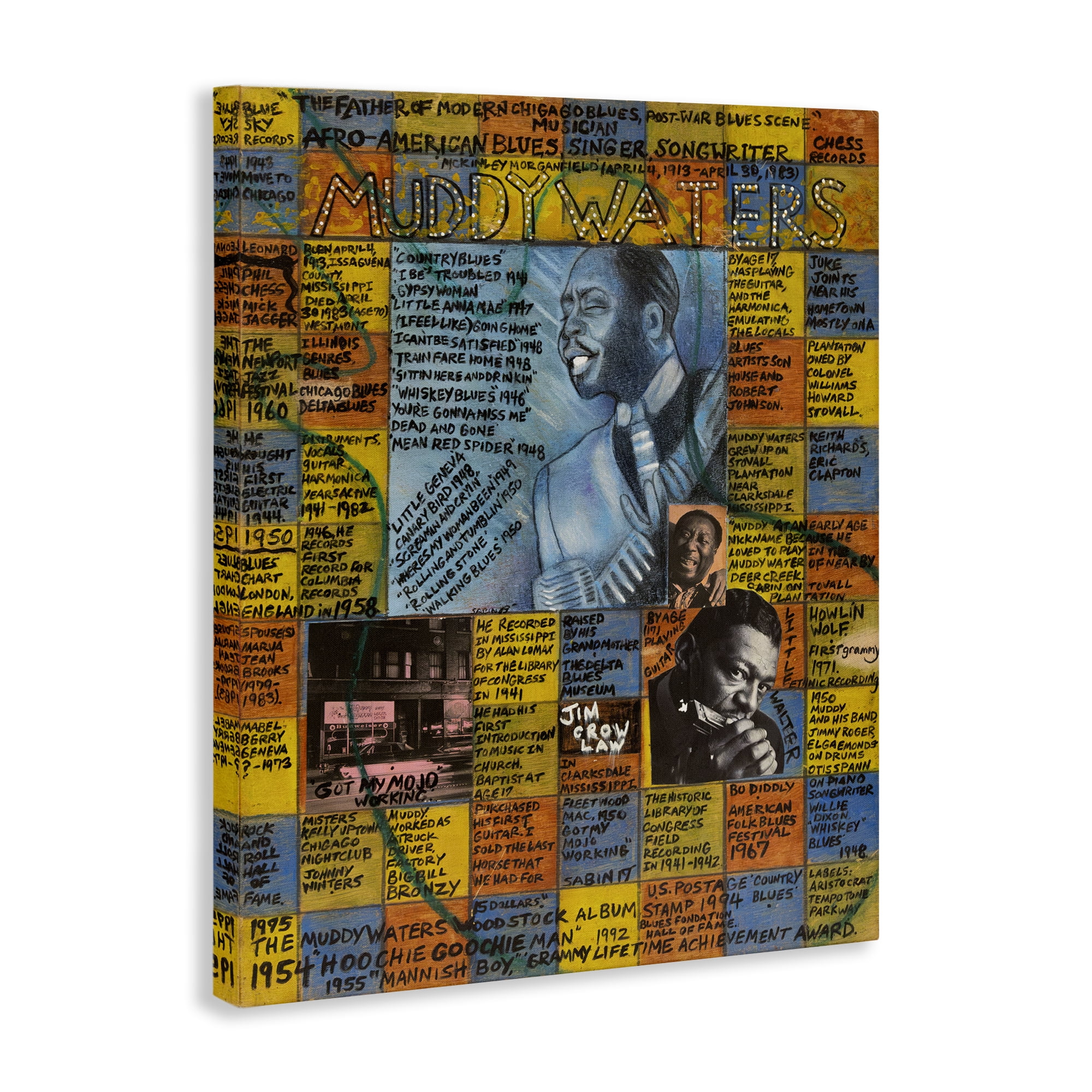 Stupell Industries Muddy Waters Collage People Drawing Wrapped Canvas Art Print Wall Art, 16 x 20