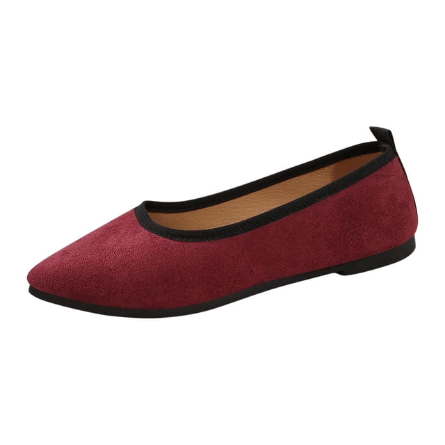 Walking Shoes Women Pointed Toe Slip-On Shallow Mouth Flat Shoes