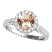 Aonejewelry 1.35 Ct. Halo Morganite and Diamond Engagement Ring Crafted In 14k Solid White Gold (A  , I2-I3)
