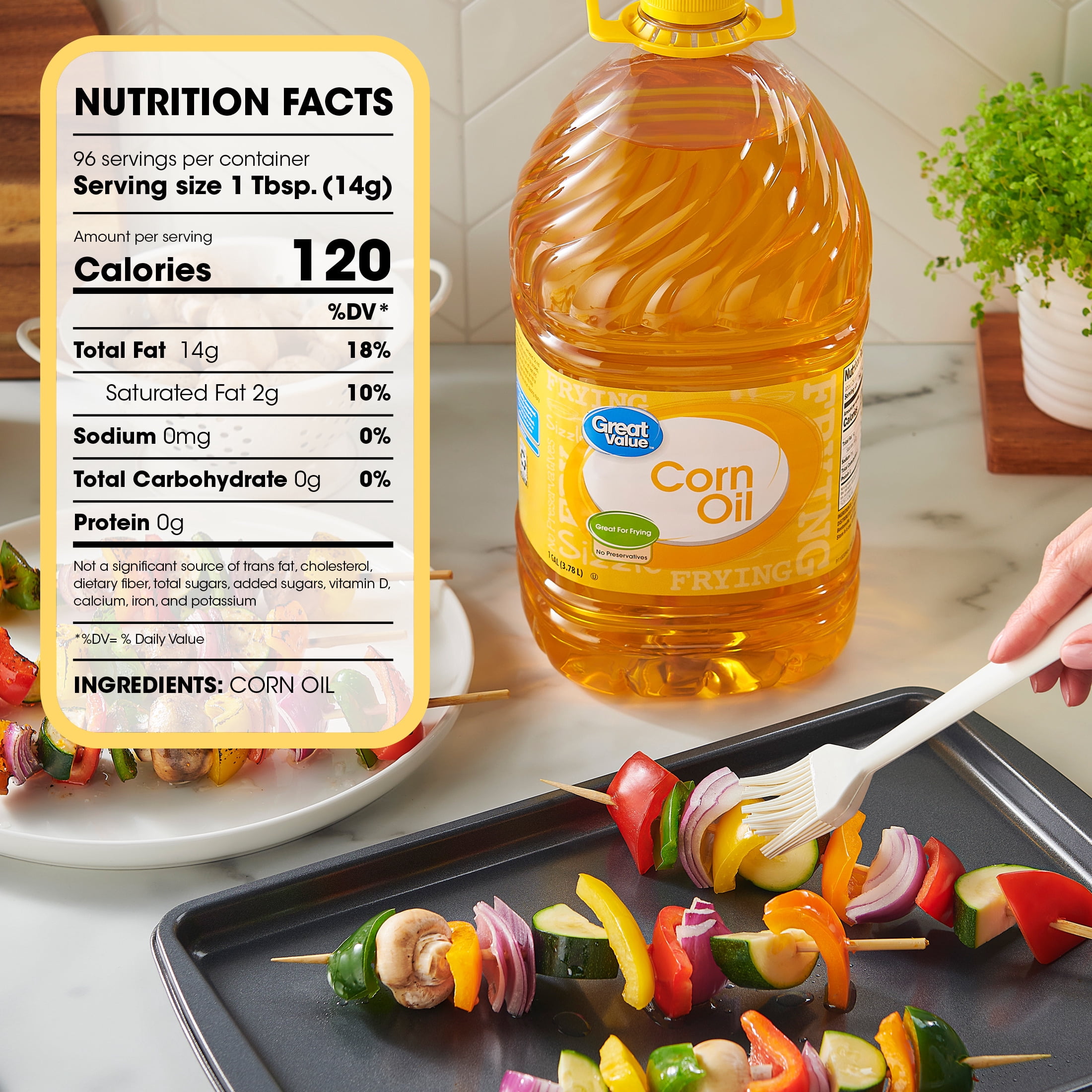 Great Value Corn Oil, Heart Healthy, Great for Frying, 1 Gallon Bottle