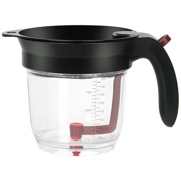 Fat Separator With Bottom Release, 4 Cup Gravy Separator for Cooking with Oil Strainer, Kitchen Gadgets Grease Separator Packaged with a 3-in-1 Multifunctional Peeler