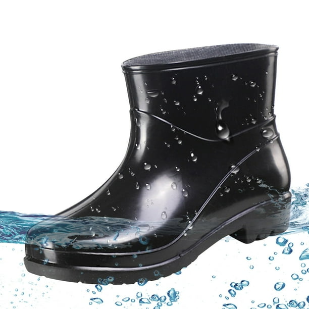 nsendm Female Shoes Adult Extra Wide Calf Rain Boot Heeled Rain