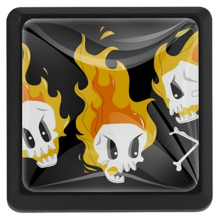 

Ownta Square with Screws 3 Pcs for Cupboard Dressing Table Bookcase Drawer Pull Handle Cabinet Door Knobs Funny Flaming Skull