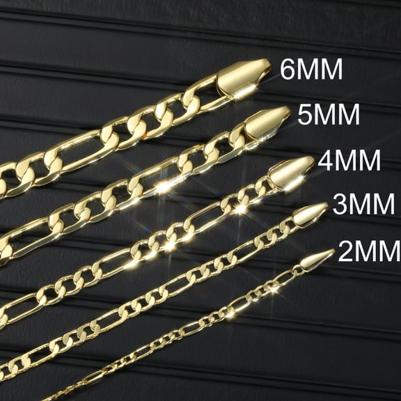 14k Real Gold Necklace for Men Women, Real Solid 10k Yellow Gold Chain, 3mm and 18" Italian
