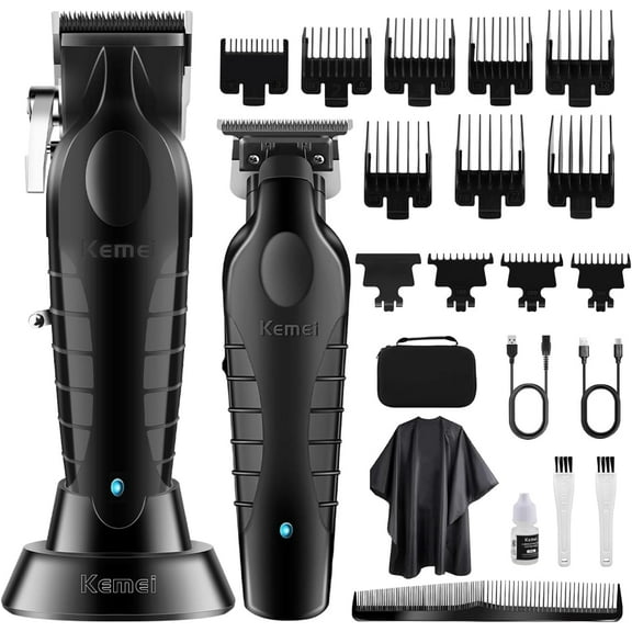 KEMEI Hair Clipper and Trimmer Set Professional Cordless Hair Clipper for Men Electric Beard Trimmers Barber Hair Cuttings Kit, T Blade Trimmers for Men, KM-2296，KM-2299