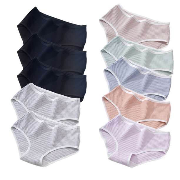 TrowBridge-bragas de algodón para mujer, ropa interior sencilla a rayas, bragas transpirables, lencería suave, ropa interior deportiva acogedora, 10 Uds./Set