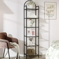 thumbnail image 1 of Bookcase Bookshelf Tempe Glass Bookshelves Slim Shelving Unit for Bedroom Bathroom Home Office Steel Frame Gold BCG, 1 of 9