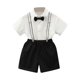 thumbnail image 1 of Odeerbi Chicos 4 Piezas Caballero Traje Formal Preppy Vestido de Manga Corta Camisa de Vestido + Traje Pantalones Cortos + Colgantes + Corbata Colegial Conjunto de Uniforme, 1 of 8