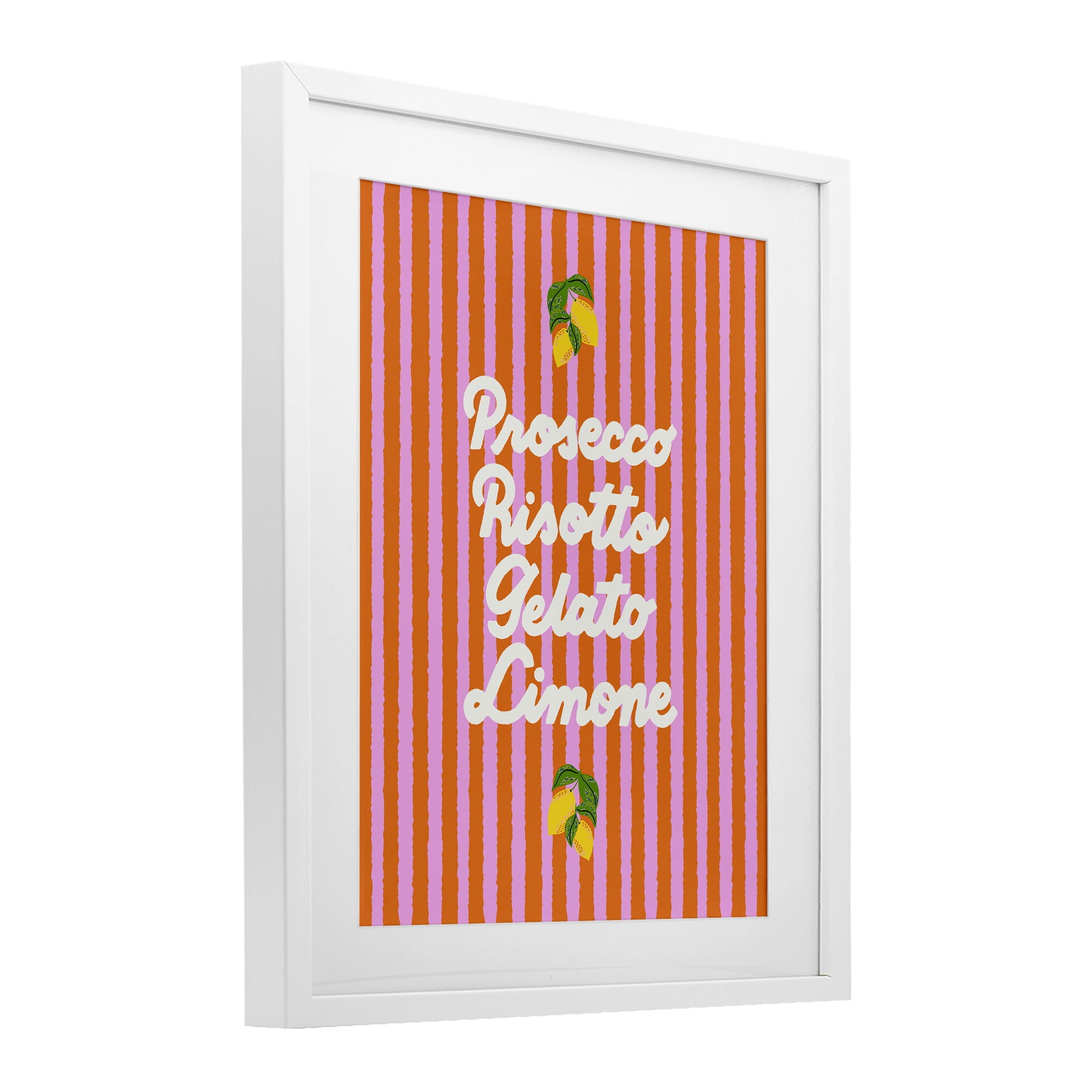 Stupell Industries Italian Enjoyment over Stripes White Framed Print Under Glass, design by Indira Prieto | IndySign