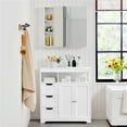 thumbnail image 5 of Yaheetech Wooden Bathroom Floor Cabinet with 3 Drawers & 2 Doors, White, 5 of 7