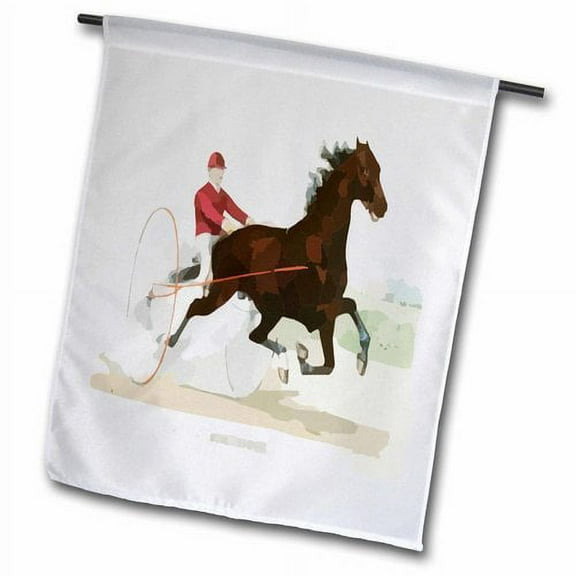 3dRose, Vintage Abstract Racing Horse n Jockey, 18 x 27 inch Garden Flag