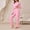 Pink, variant on Women Pajama Sets Summer Solid Color Comfortable Sleepwear with Pants Casual Collared Long Sleeve Pajamas Summer Pjs for Women