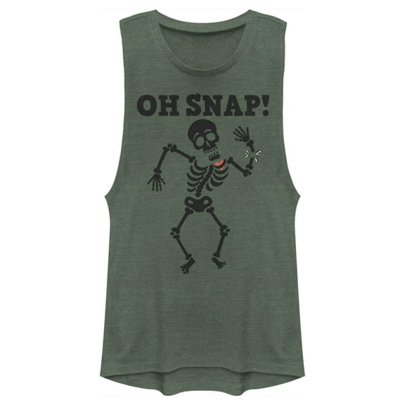 Junior's Lost Gods Halloween Oh Snap Festival Muscle Graphic Tee Pine Green Heather X Large