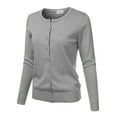 thumbnail image 3 of NINEXIS Womens Basic Crew Neck Long Sleeve Button Down Cardigan, 3 of 3