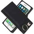 thumbnail image 4 of Wallet Cases for iPhone SE 2022/SE 2020/7/8 with Card Holder 4.7",PU Leather Magnetic Clasp [360° Rotatable Ring Holder Kickstand] Heavy Duty Flip Case for Women Girls,(Black), 4 of 14