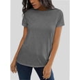thumbnail image 5 of Womens Summer Casual Short Sleeve Tunics Tops Crew Neck Blouses Dressy Basic Shirts, 5 of 6