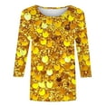 thumbnail image 4 of Mgmyaa Women's Sequin Printed Blouses 3/4 Sleeve Crew Neck Tops Casual Fashion T-Shirts, 4 of 5