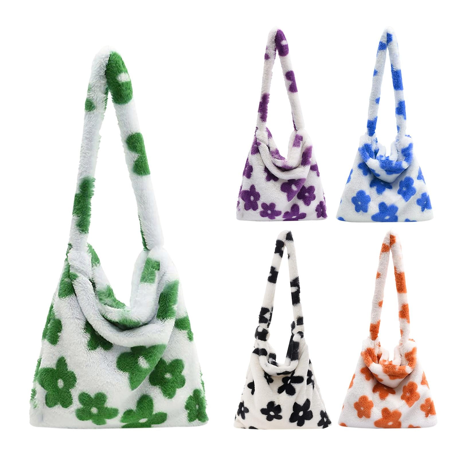 flower fuzzy tote bag