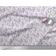 thumbnail image 1 of Soimoi Purple Rayon Crepe Fabric Leaves & Floral Hand Drawn Printed Fabric 1 Yard 46 Inch Wide, 1 of 2