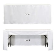 Your Chair Covers - 8 ft x 30 inches Fitted Polyester Rectangular Tablecloth Open Back White
