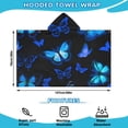 thumbnail image 2 of Black Blue Butterfly Pattern Hooded Bath Towel，50"x30" for Ages 3 To 12 Kids, Quick Dry Lightweight Soft Microfiber Hood Beach Towel Cover Up for Kids, 2 of 7
