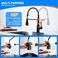 thumbnail image 4 of Sunrinx Matte Black Pull Down Kitchen Faucet Stainless Steel 3-Spray Kitchen Sink Faucet, 4 of 17