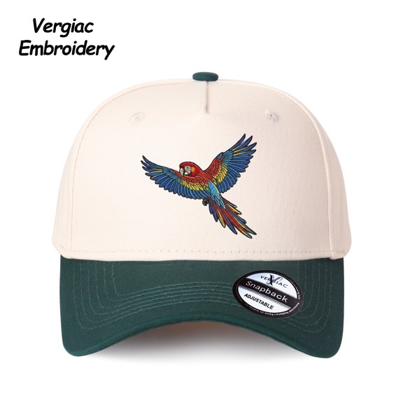 Vergiac Parrot Embroidered Spliced Trucker Hat Adjustable Unisex Cap for Travel Vacation