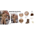 thumbnail image 4 of Women's Wool Blend Long Pea Coats Oversized Stand Collar Winter Overcoat with Belt, 4 of 7