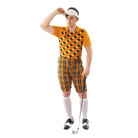 Male Golfer Costume - Orange & Black - Standard