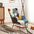 thumbnail image 2 of Rocking Chair, Tufted Upholstered Rocking Chair for Nursery, Comfy Wingback Glider Rocker with Safe Solid Wood Base for Living Room Bedroom Balcony, 2 of 14