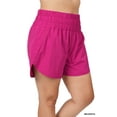 thumbnail image 2 of Zenana Women's Casual Windbreaker Smocked Waistband Running Active Gym Shorts w/Built-In Inner Brief, 2 of 5