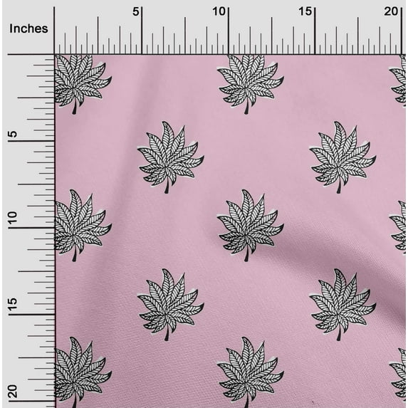 oneOone Organic Cotton Poplin Twill Fabric Leaves Block Print Fabric By Yard 42 Inch Wide