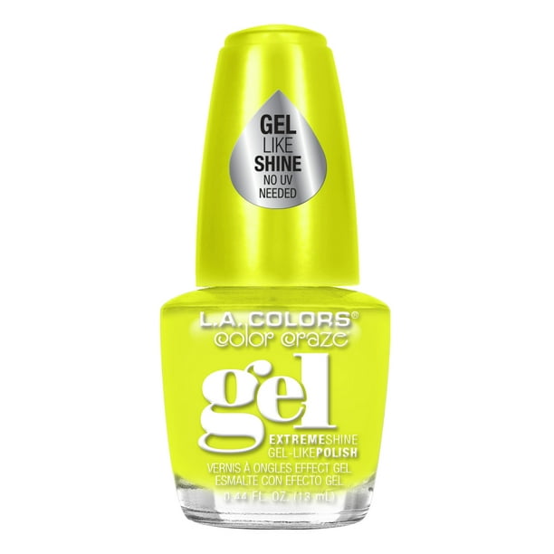L.A. COLORS Color Craze Gel Nail Polish, Day Glow (Neon Yellow), 0.44