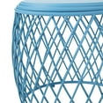 thumbnail image 2 of Alameda Outdoor 19 Inch Diameter Lattice Iron Side Table, Matte Blue, 2 of 5