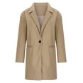 thumbnail image 4 of Lovskoo 2024 Womens Winter Coats Single Breasted Pea Coat Casual Turndown Collar Outwear Pocket Solid Regular Long Sleeve Jacket Trench Coat Overcoat Khaki, 4 of 7