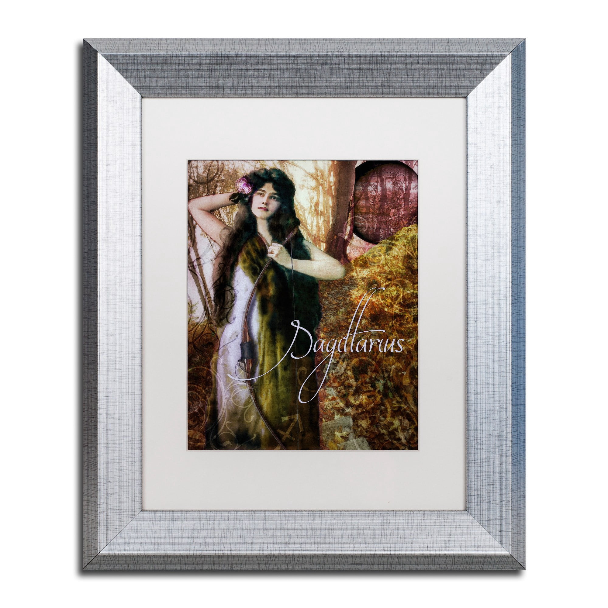 Trademark Fine Art "Art Nouveau Zodiac Sagittarius" Canvas Art by Color Bakery White Matte, Silver Frame