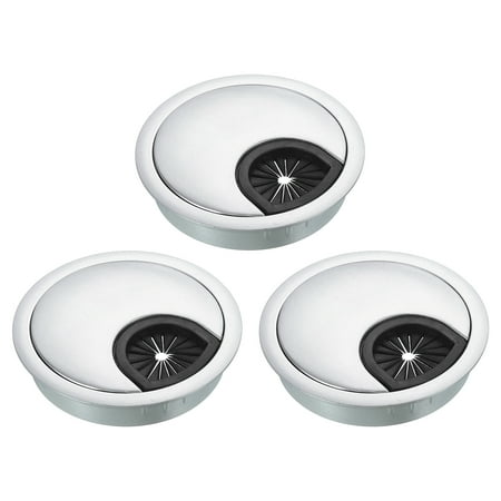 

Uxcell 3Pack 2-3/8 Cable Hole Cover Zinc Alloy Desk Wire Cord Grommet Silver Tone