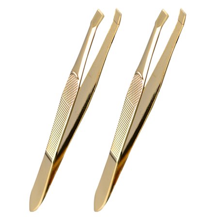 ROSENICE Stainless Steel Tweezers Set 2Pcs For Eyebrow Trimming And Crafting Elegant Design For Women And Girls