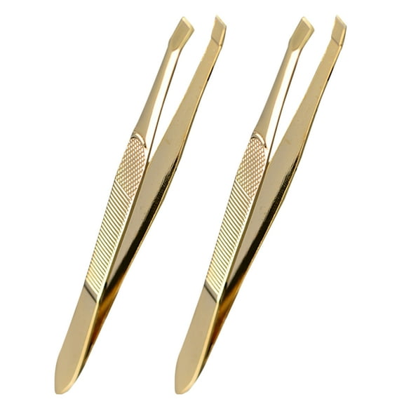 ROSENICE Stainless Steel Tweezers Set 2Pcs For Eyebrow Trimming And Crafting Elegant Design For Women And Girls
