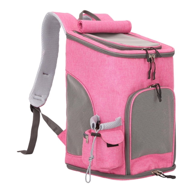 Mochila de malla para mascotas, bolsa de viaje para mascotas, cómoda y ventilada mochila para gatos, bolsa portátil para gatos pequeños al aire libre, Rosa